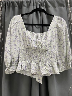 Mint Lavender Crop Top with Tie Back