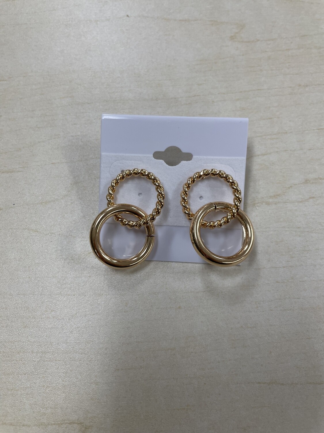 Gold Double Ring Earrings