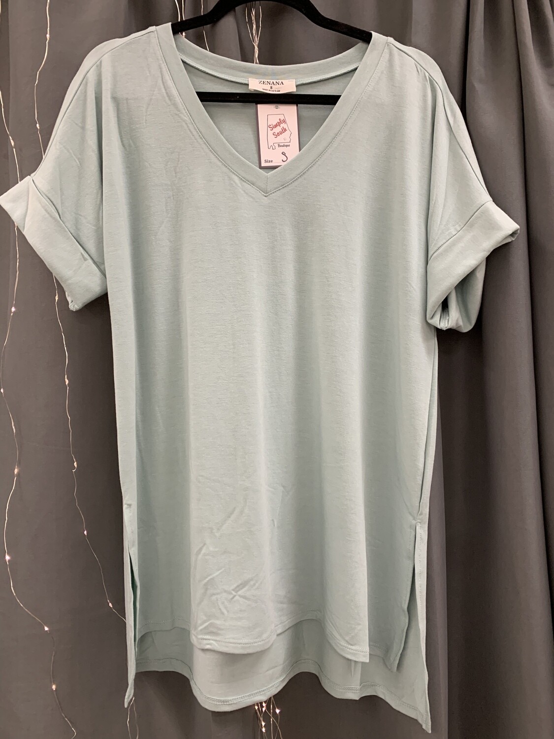 Light Green Rolled Sleeve Top