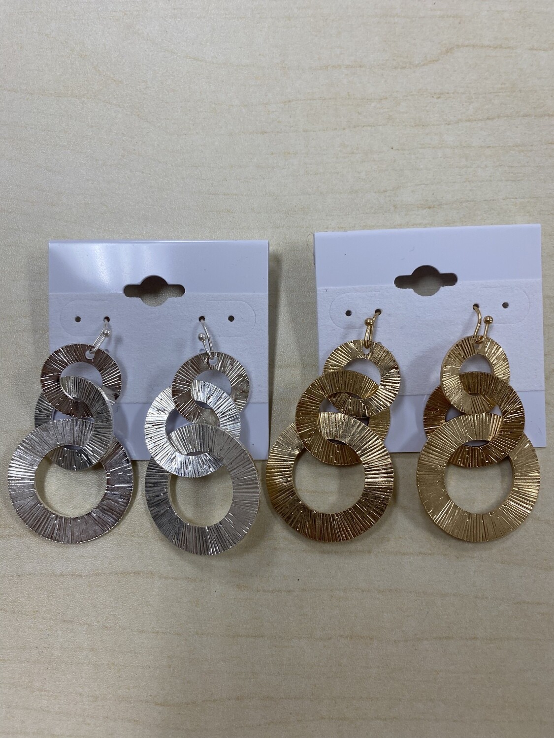 Triple Circle Textured Earrings
