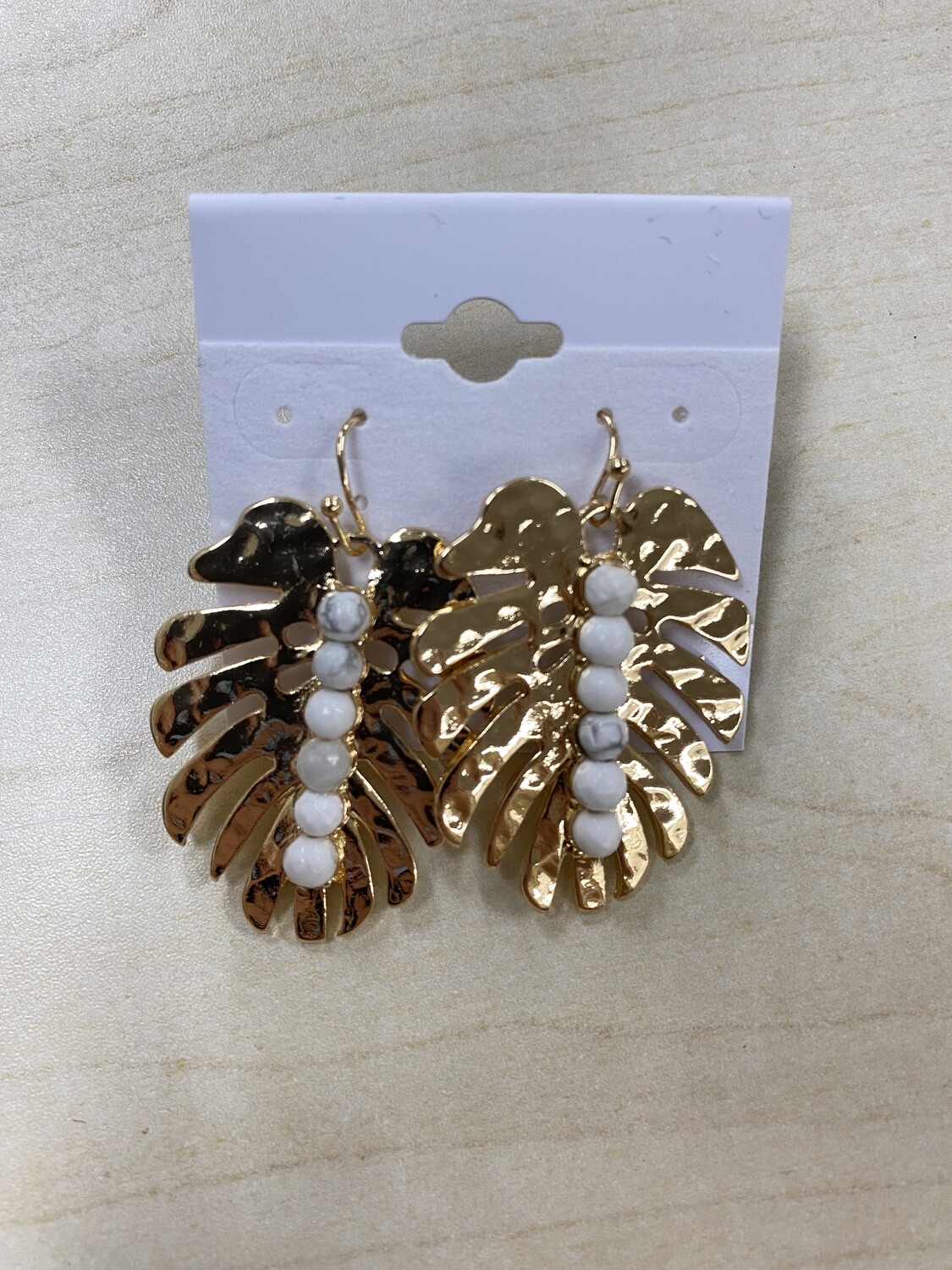 Palm Leaf with Bead Earrings
