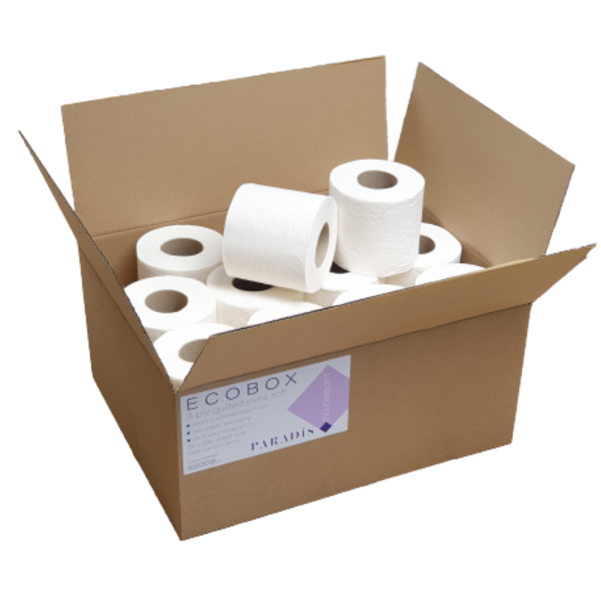 'Paradis' Ecobox Zero plastic luxury toilet paper (Box of 12, 280
