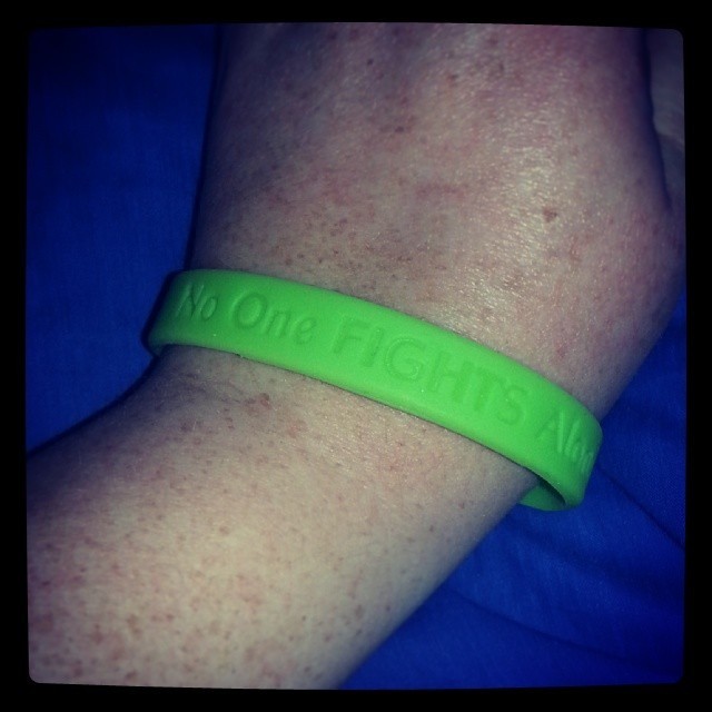 &quot;No one fights alone!&quot; Lymphoma Awareness bracelet  (Youth 6.5&quot;)