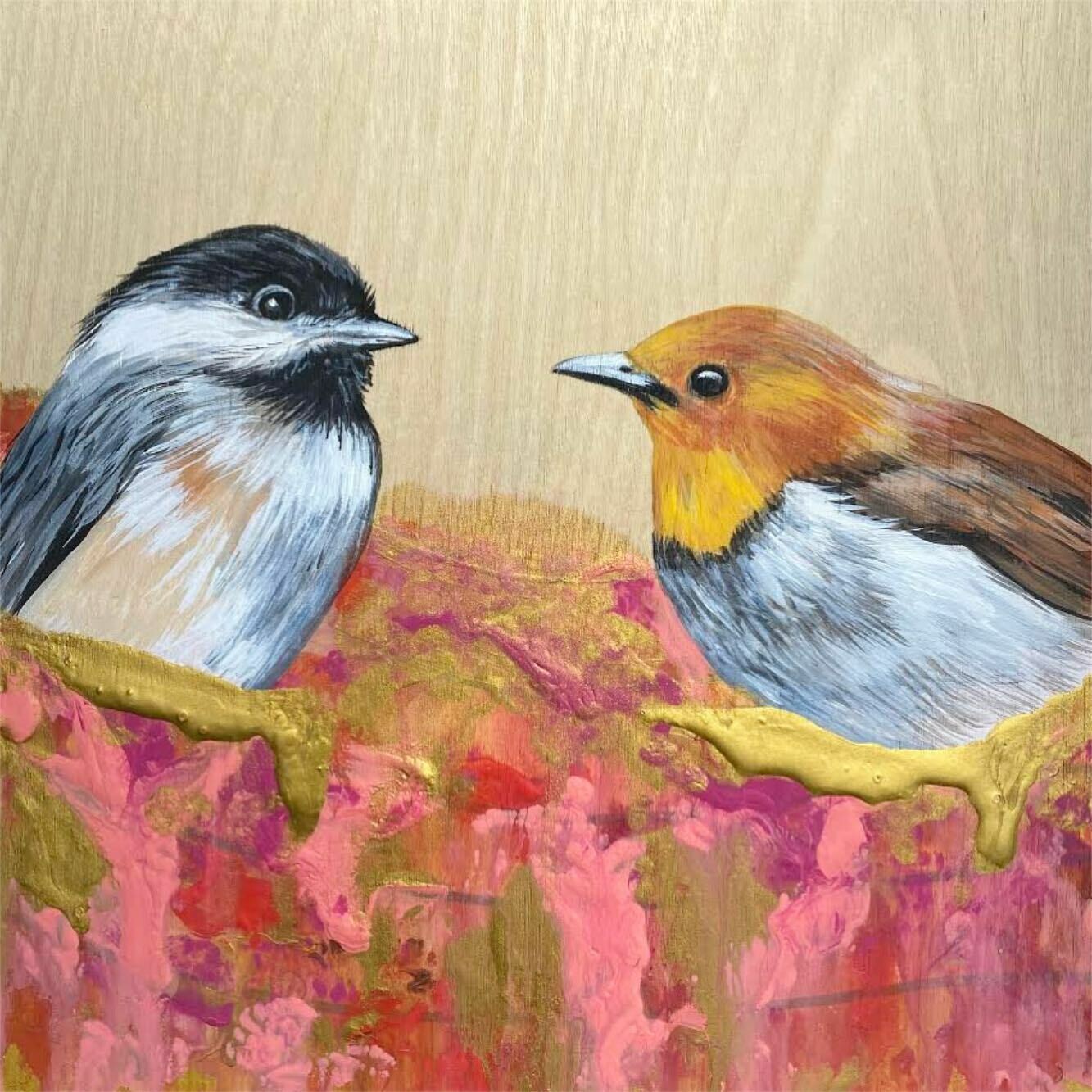 Print of Carolina Chickadee and Friend painting Print of Carolina Chickadee and Friend painting