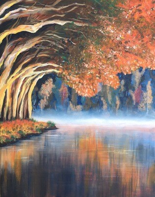 Print of Misty Lake painting