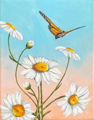 Daisy&#39;s Butterfly Friend original painting