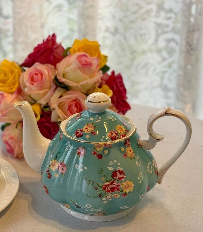 Shabby Rose Aqua Tea Pot