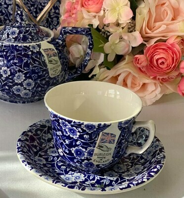 Blue Calico Cup and Saucer