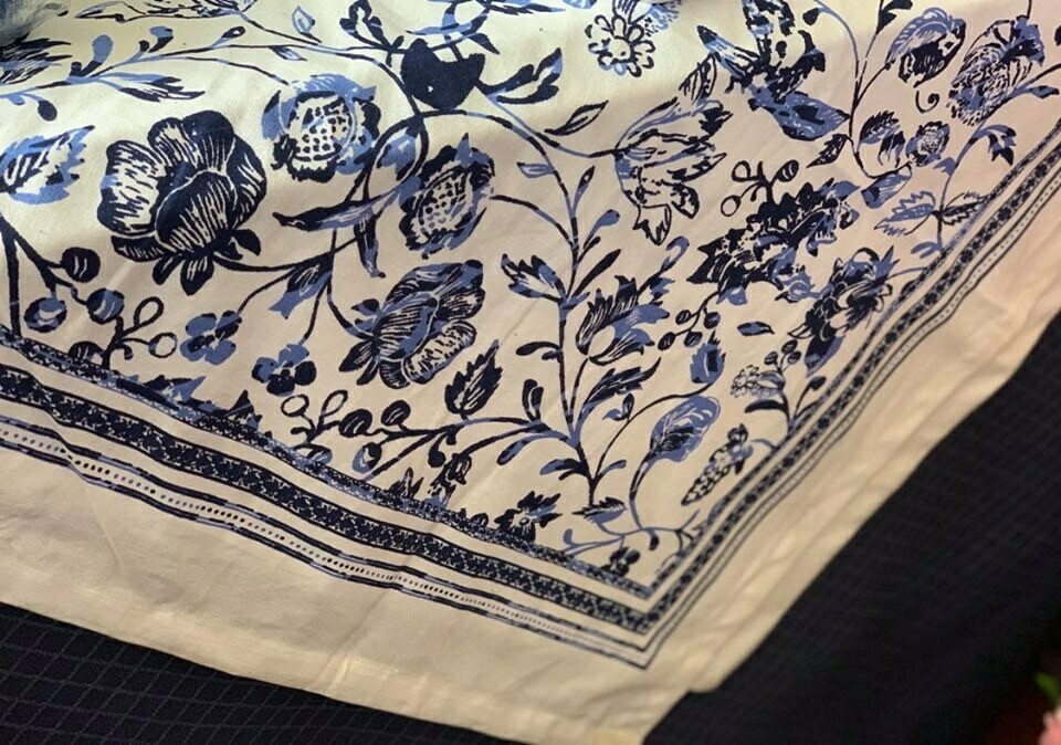 Blue and White Floral Table Linens