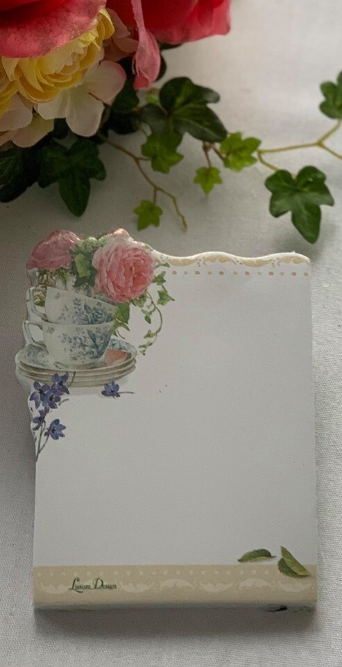 Blue and White Tea Cup Sticky Note Pad