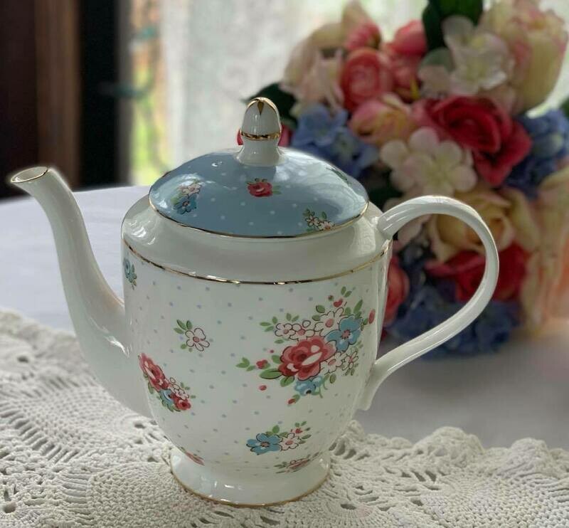 Katie Blue Polka Dot Tea Pot