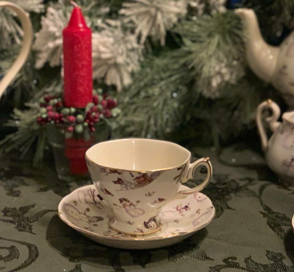 Snowman Chintz Tea Cup and Saucer