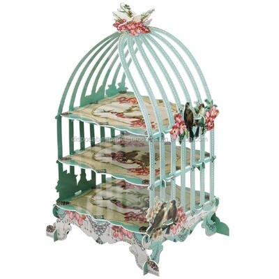 Birdcage Tiered Stand - mist