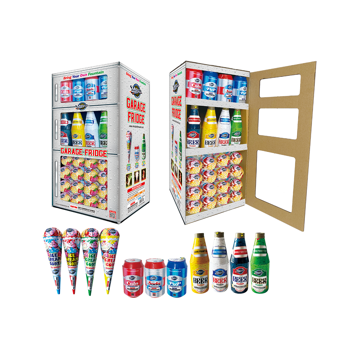 GARAGE FRIDGE - (Beer, Cola, Soda Pop &amp; Ice Cream Cone Assort) - (2/44)