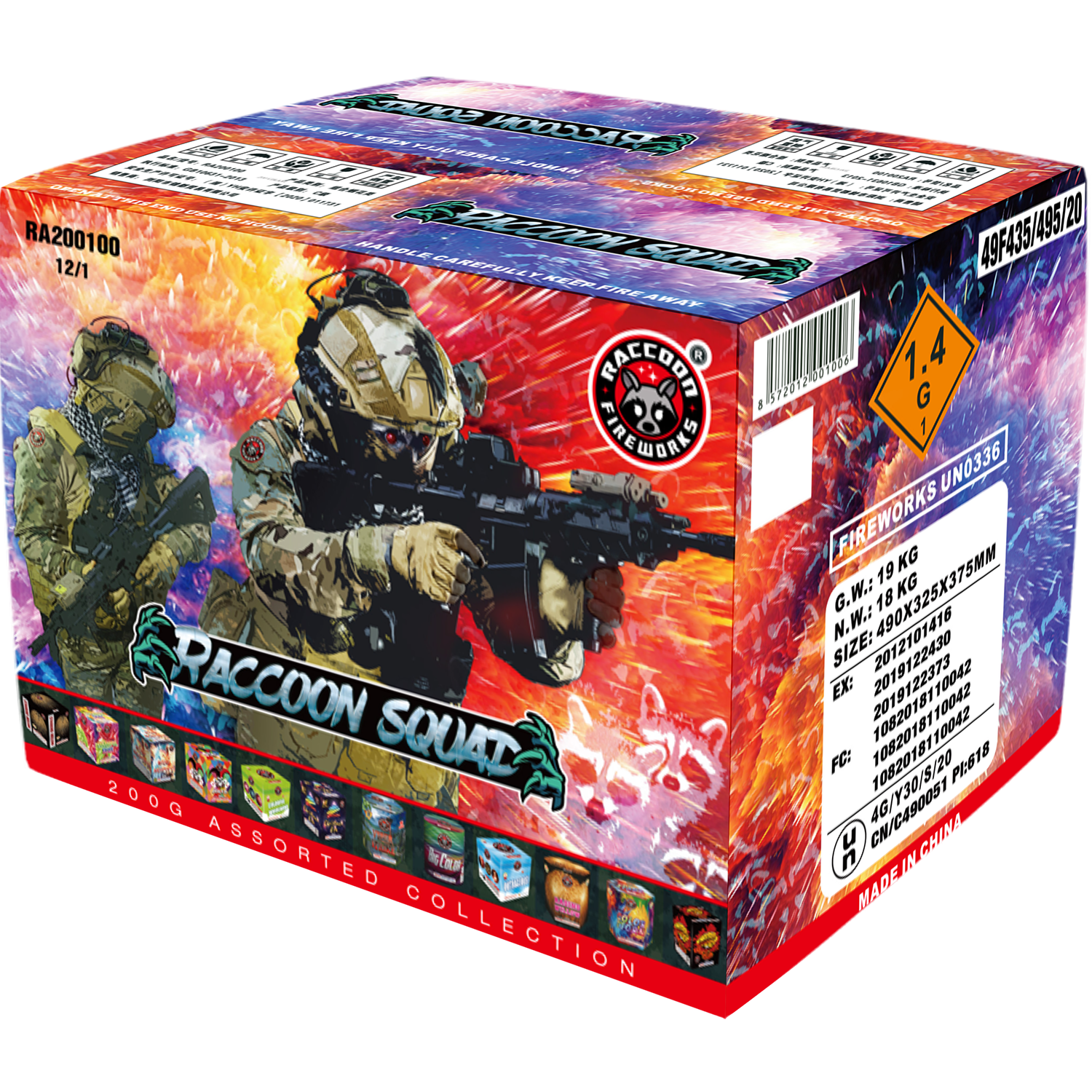 RACCOON SQUAD - Multi Shot 200 Gram Cakes - (1/12)