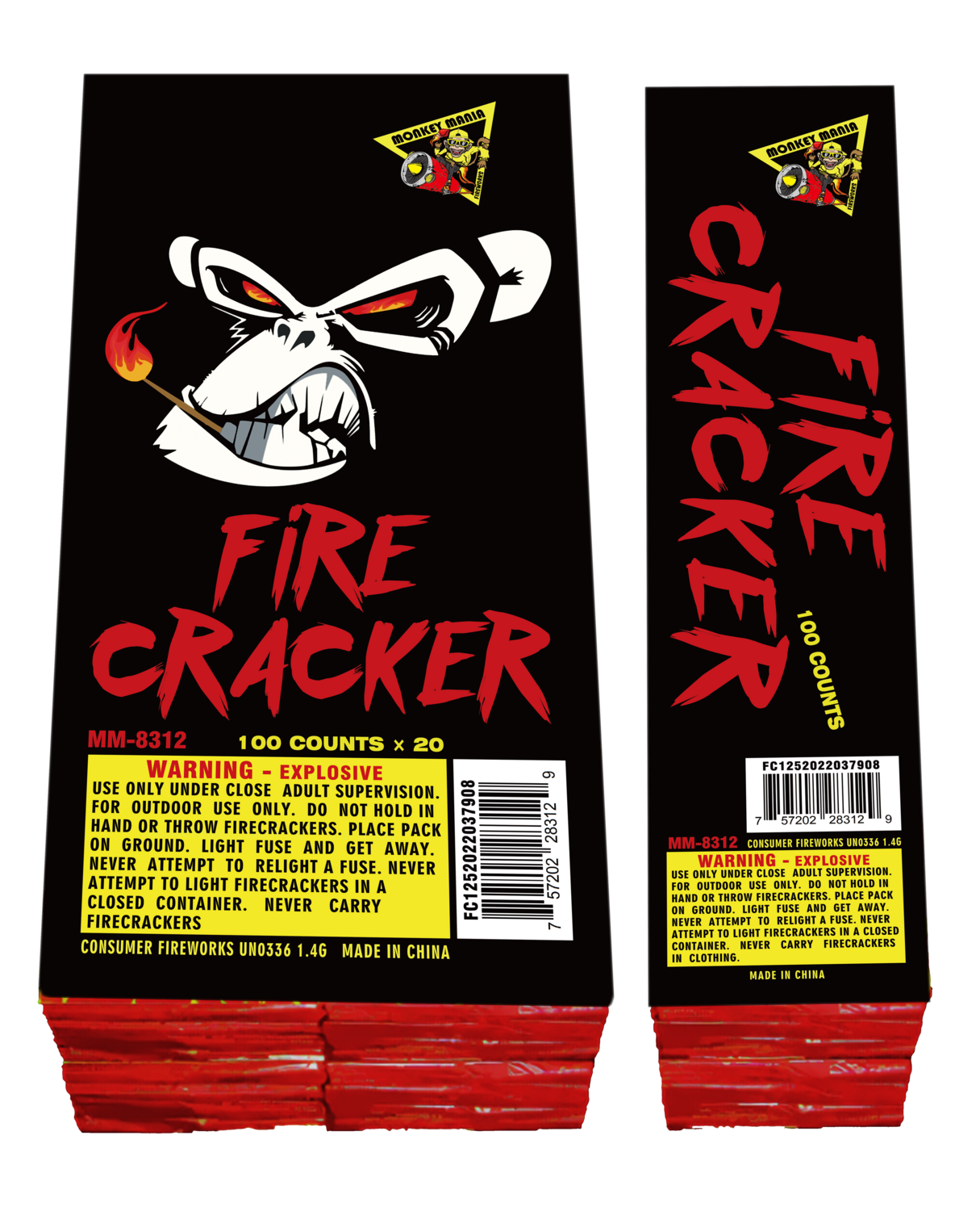 Monkey Mania Firecracker - 100 counts - (8/20/100)