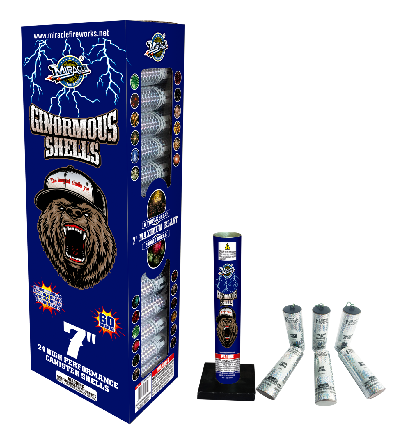 GINORMOUS - 7&quot;  Long Canister Shells 24 pack - (3/4/6)
