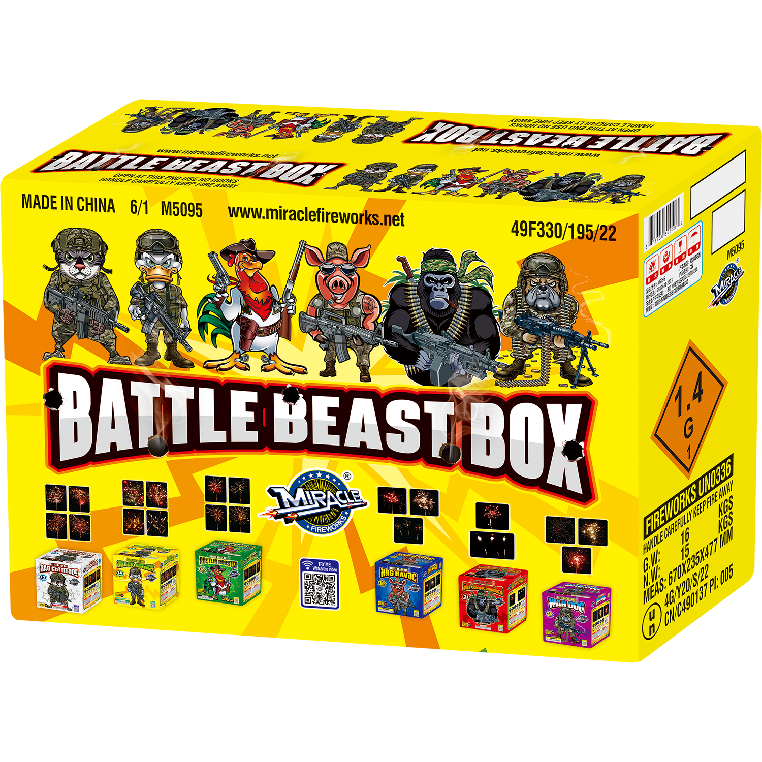 BATTLE BEAST BOX - 6 asst shot cakes - (1/4)