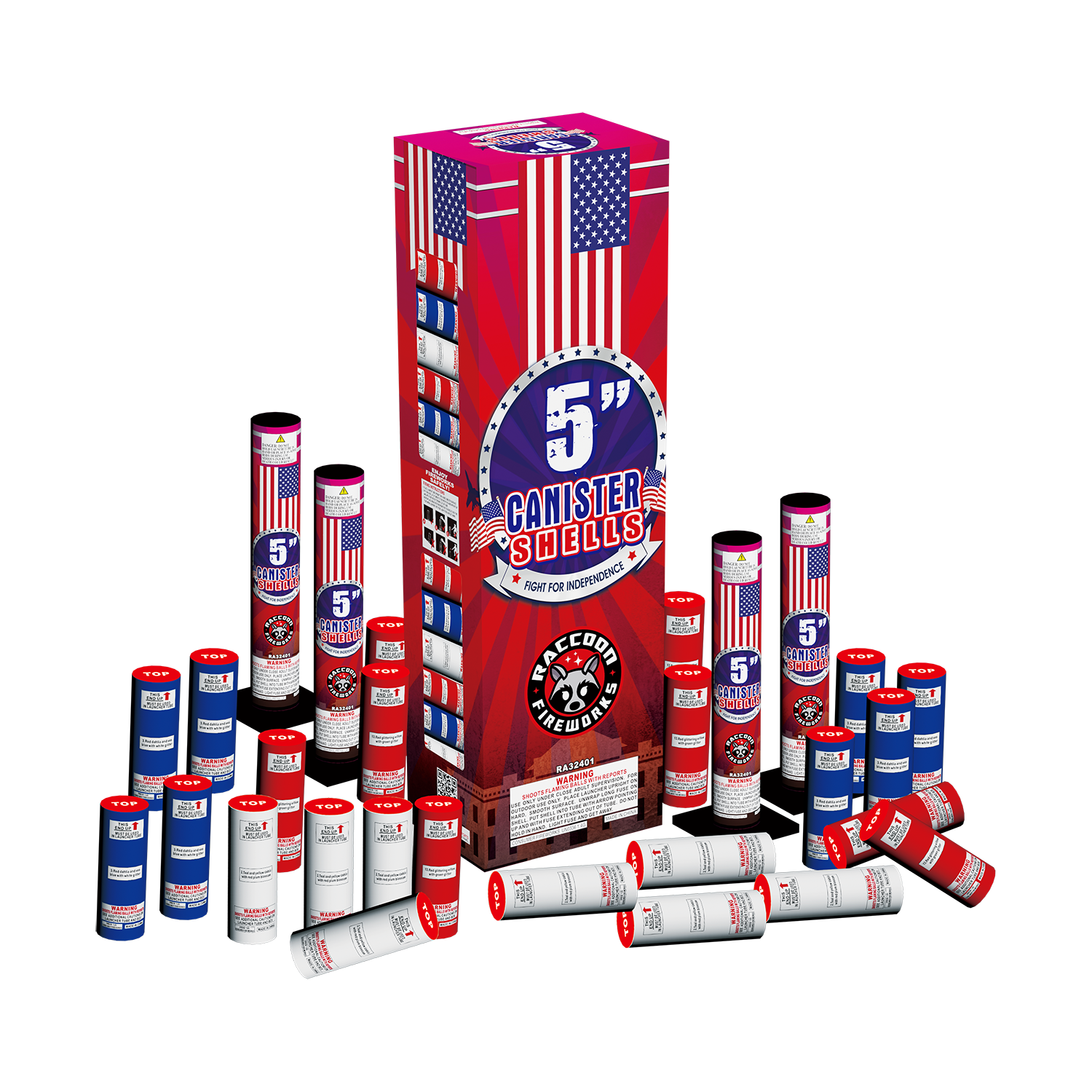 5&quot; INDEPENDANCE DAY Canister Shells - 24 Pack - (4/24)