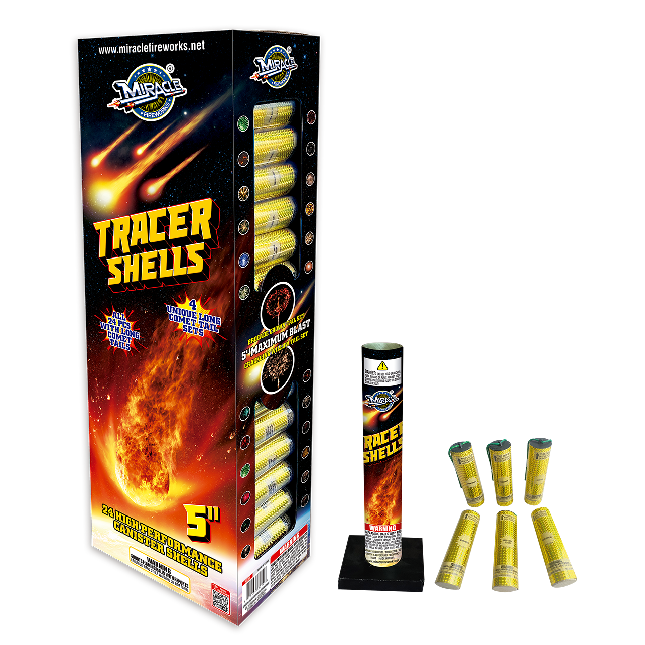 TRACER SHELLS - 5&quot; CANISTER SHELLA - 24 Pack - (4/4/6)
