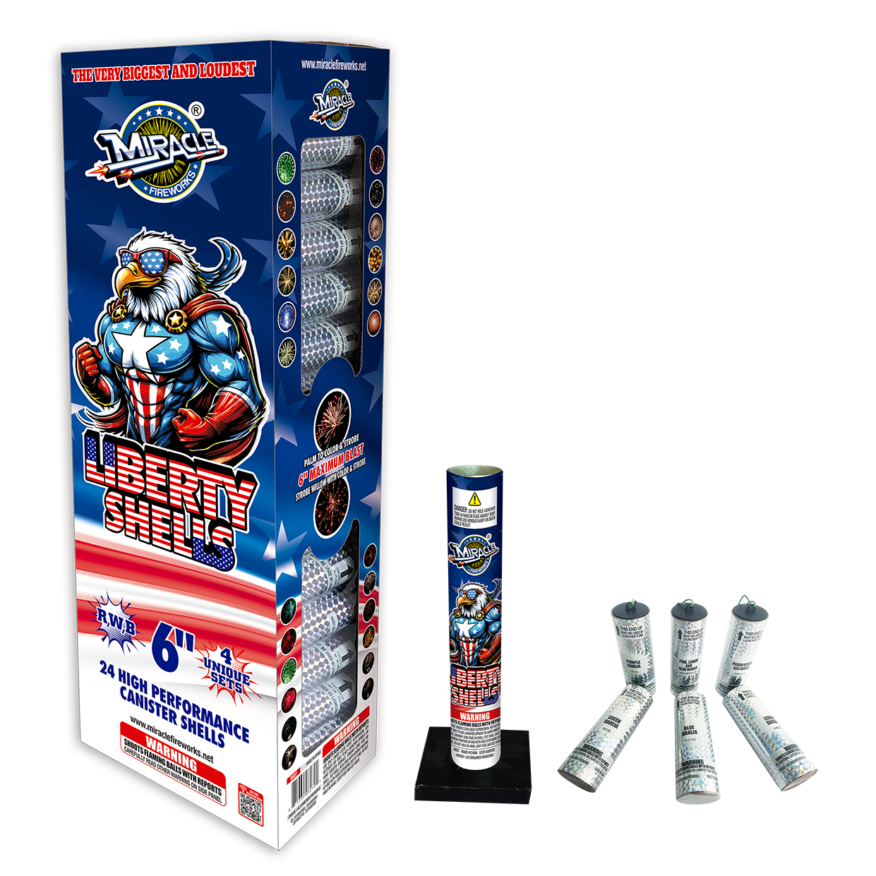LIBERTY SHELLS - 6&quot; canister shells  - 24 Pack - (3/4/6)