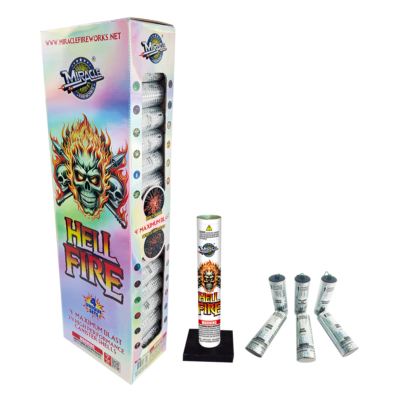 4&quot; HELL FIRE CANISTER SHELLS - 24 Pack - (4/4/6)