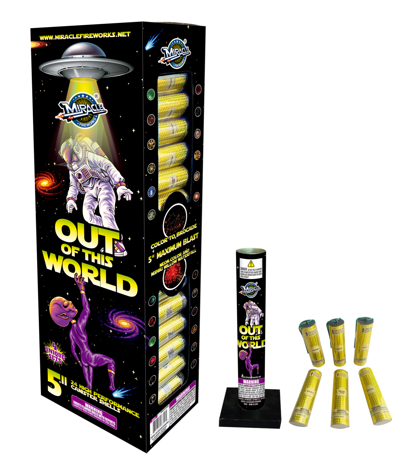 OUT OF THIS WORLD - 5" CANISTER SHELLS - 24 Pack - (4/4/6)