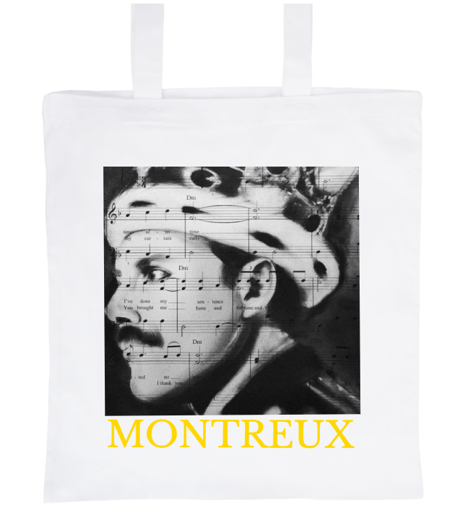 White coton bag with the portrait of Freddie Mercury