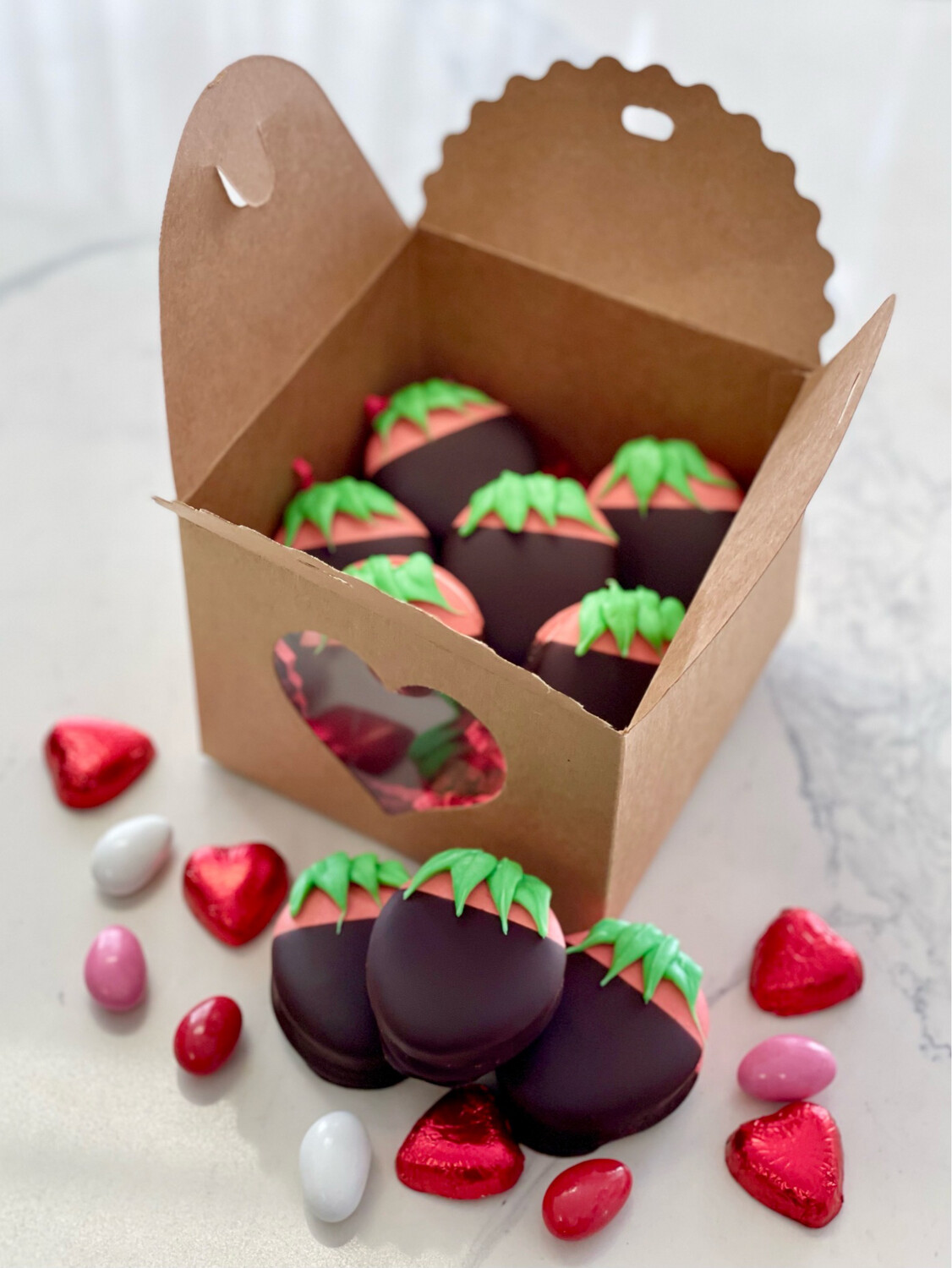 Chocolate-Dipped Strawberry Macarons