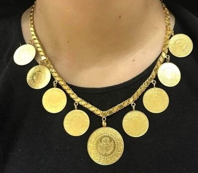 Osmanische liras 1/4  lira 1 Grosse Damen hals ketter 22k Vergoldet