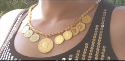 Edle Geschenkide Damen Ketter mit münzen Lira