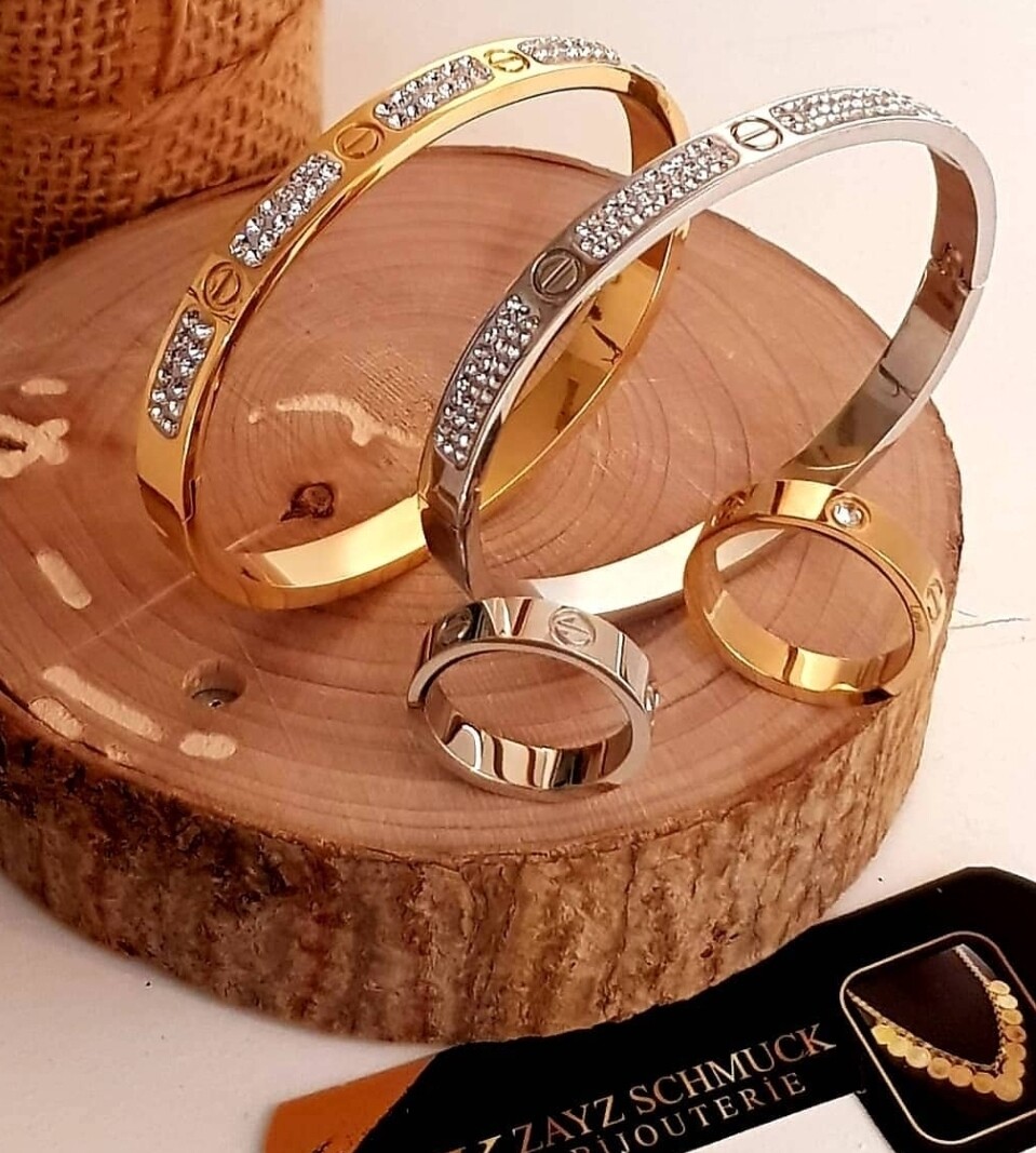 Neu Damen Armreif Silber mit zirkon öfnung mit Click