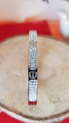 Neu Damen Armreif Silber mit zirkon öfnung mit Click
