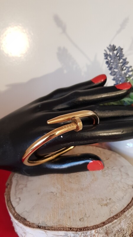 Damen armreif Nagel armband vergoldet one zirkon /Schmal&amp;Dicker Nagel