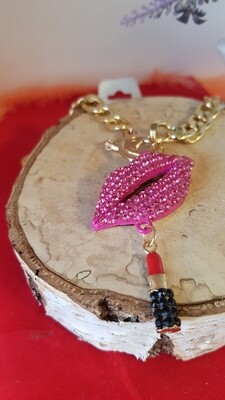 Neu Damen Hiphop Ketter mit zirkon Lippe