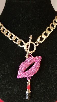 Neu Damen Hiphop Ketter mit zirkon Lippe