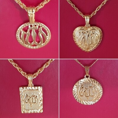 Neu Allah Anhänger Damen Herren Ketter mit 22k Vergoldet kette