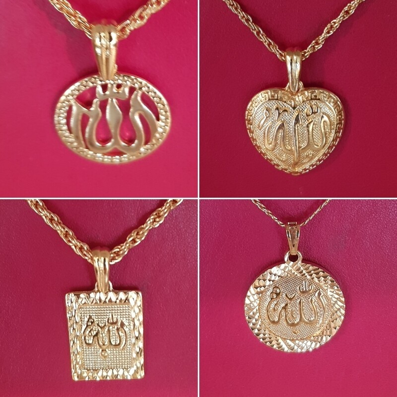 Neu Allah Anhänger Damen Herren Ketter mit 22k Vergoldet kette