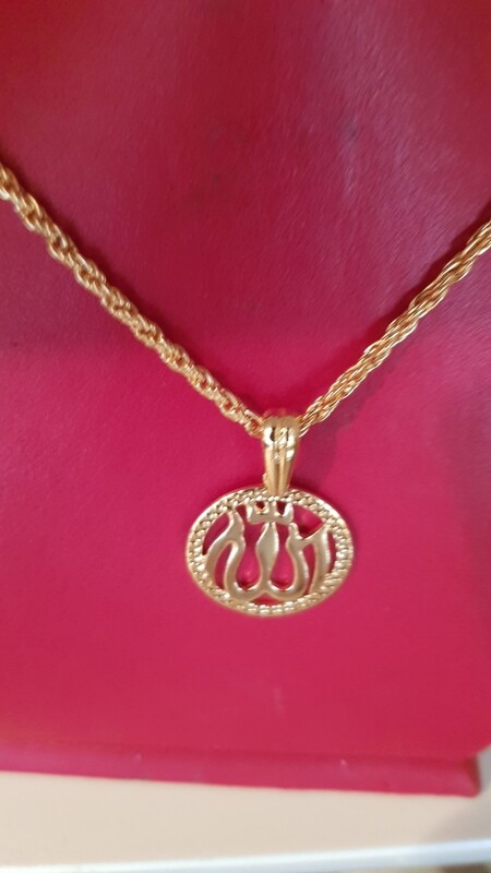 Neu Allah Anhänger Damen Herren Ketter mit 22k Vergoldet kette