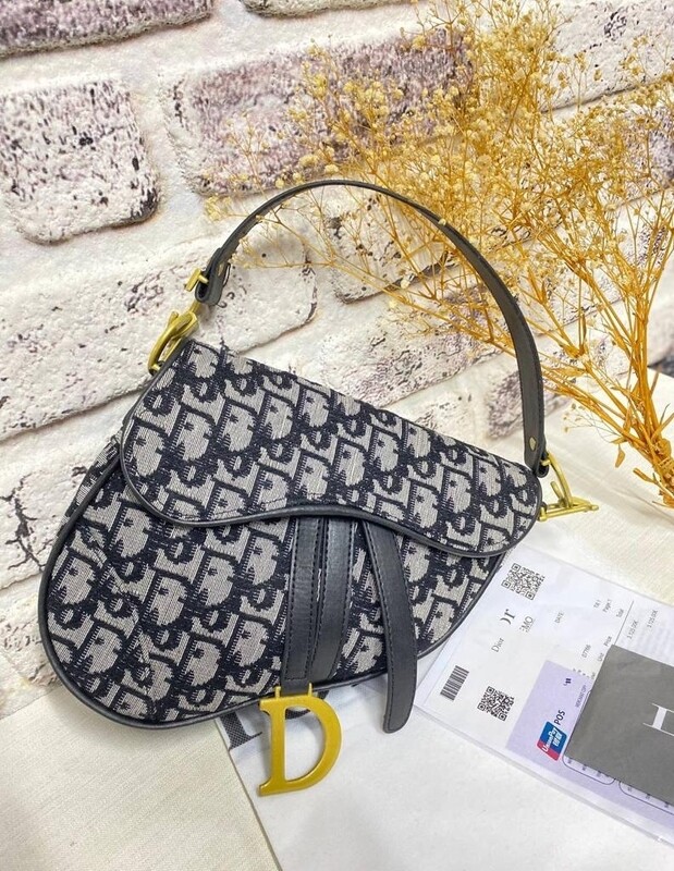 SADDLE BAG Blue Dior Oblique Embroidery