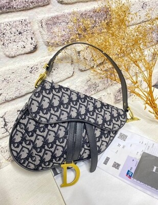 SADDLE BAG Blue Dior Oblique Embroidery