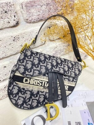 SADDLE BAG Blue Dior Oblique Embroidery