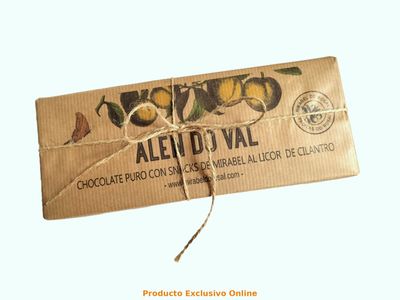 Chocolate Artesano ALÉN DO VAL 300g con Snacks de Mirabel al Licor de Cilantro