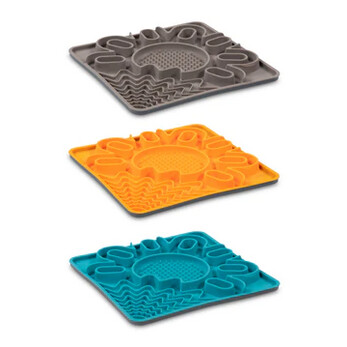 Messy Mutts Framed Silicone Interactive Licking Mat Dog Slow Feeder,  Orange, 10-in x 10-in