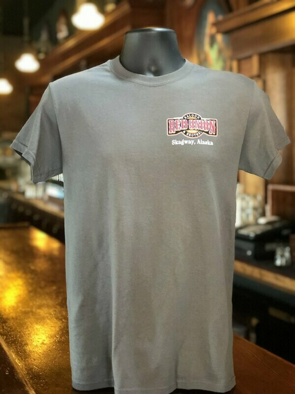 2 Sided Grey Short Sleeve T “Saloon & Brothel”