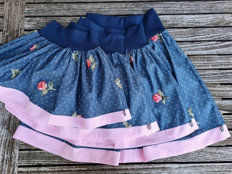 Trachtenrock mit Jerseybund Gr. 74/80  -  86/92  -  98/104  - 110/116  -  122/128  -  134/140