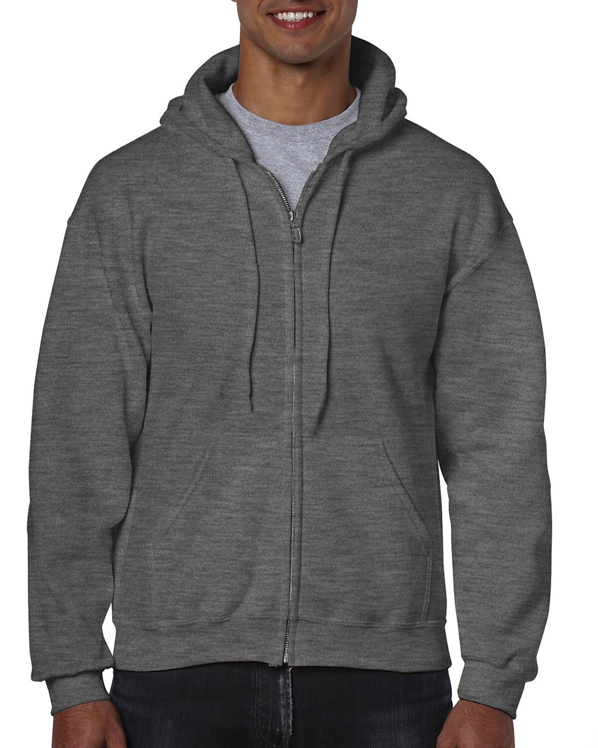 Ζακέτα φούτερ κουκούλα unisex DARK HEATHER