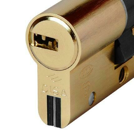 Cilindro CISA ASTRAL S 50x30 mm. Latonado. Llave Seguridad. Leva Larga