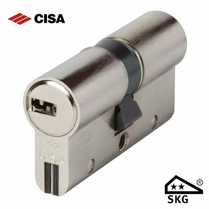 Cilindro CISA ASTRAL S 50x30 mm. Niquelado. Llave Seguridad. Leva Larga