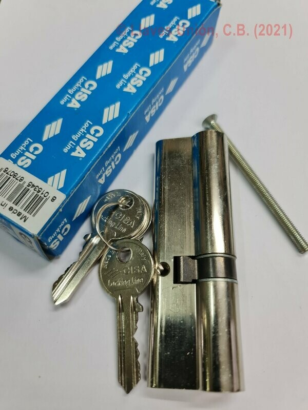Cilindro CISA LOGO 40x60 mm. Niquelado. Llave Serreta. Leva Larga
